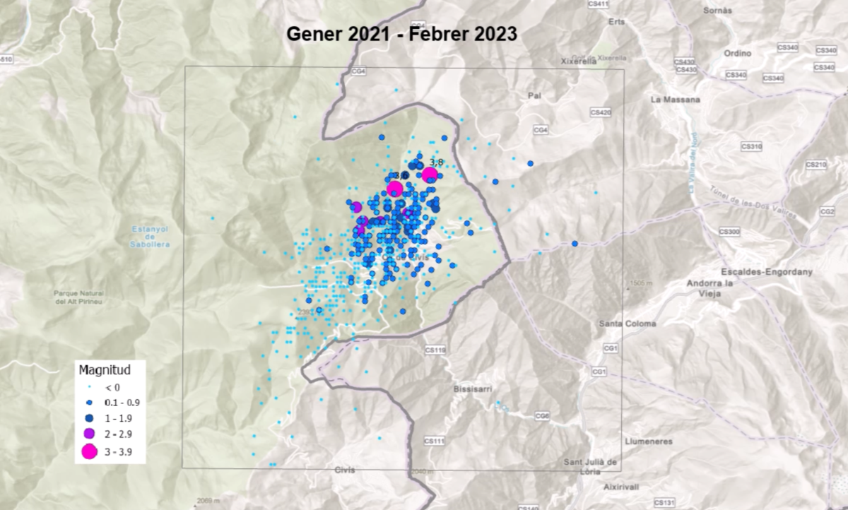 Resultats provisionals de l’enquesta sísmica del terratrèmol de magnitud 2.3 del 22-F a l’Alt Urgell