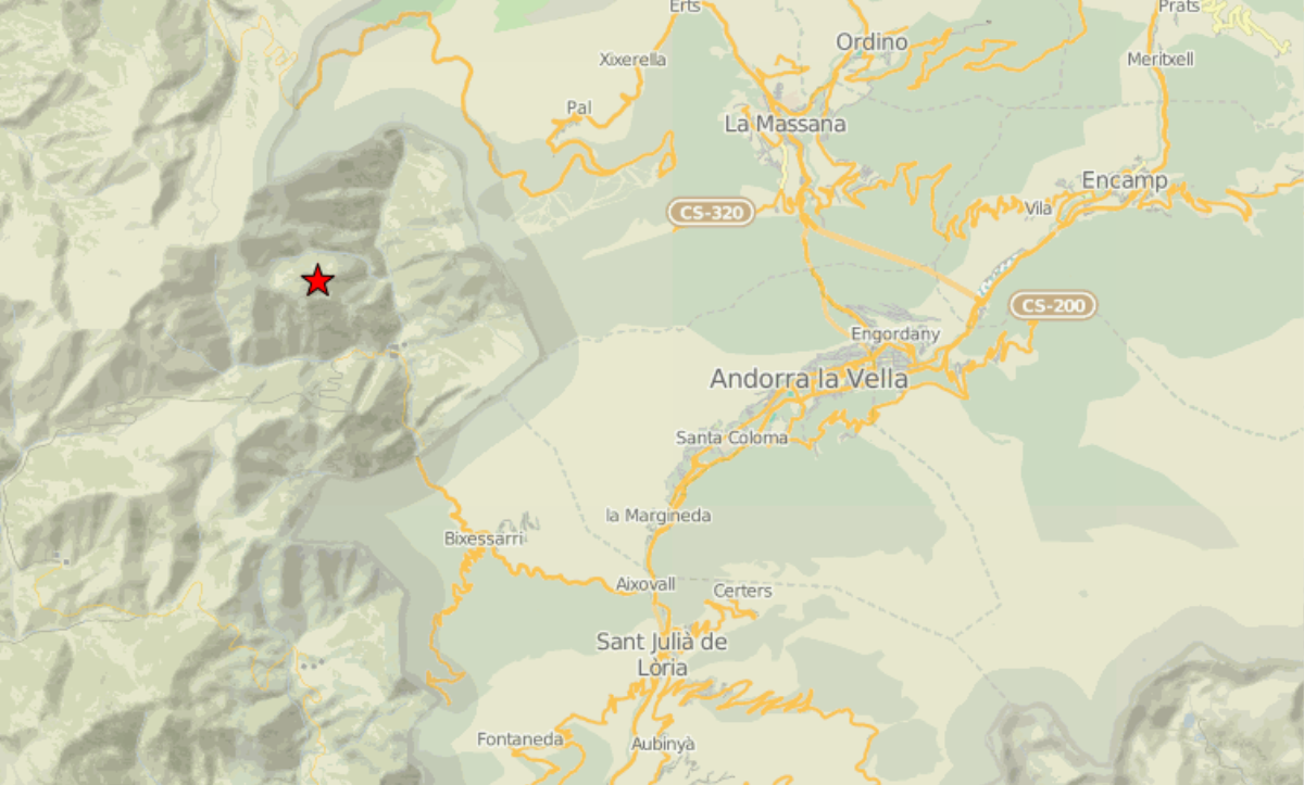 Un terratrèmol de magnitud 2.5 a l’Alt Urgell es percep a Andorra